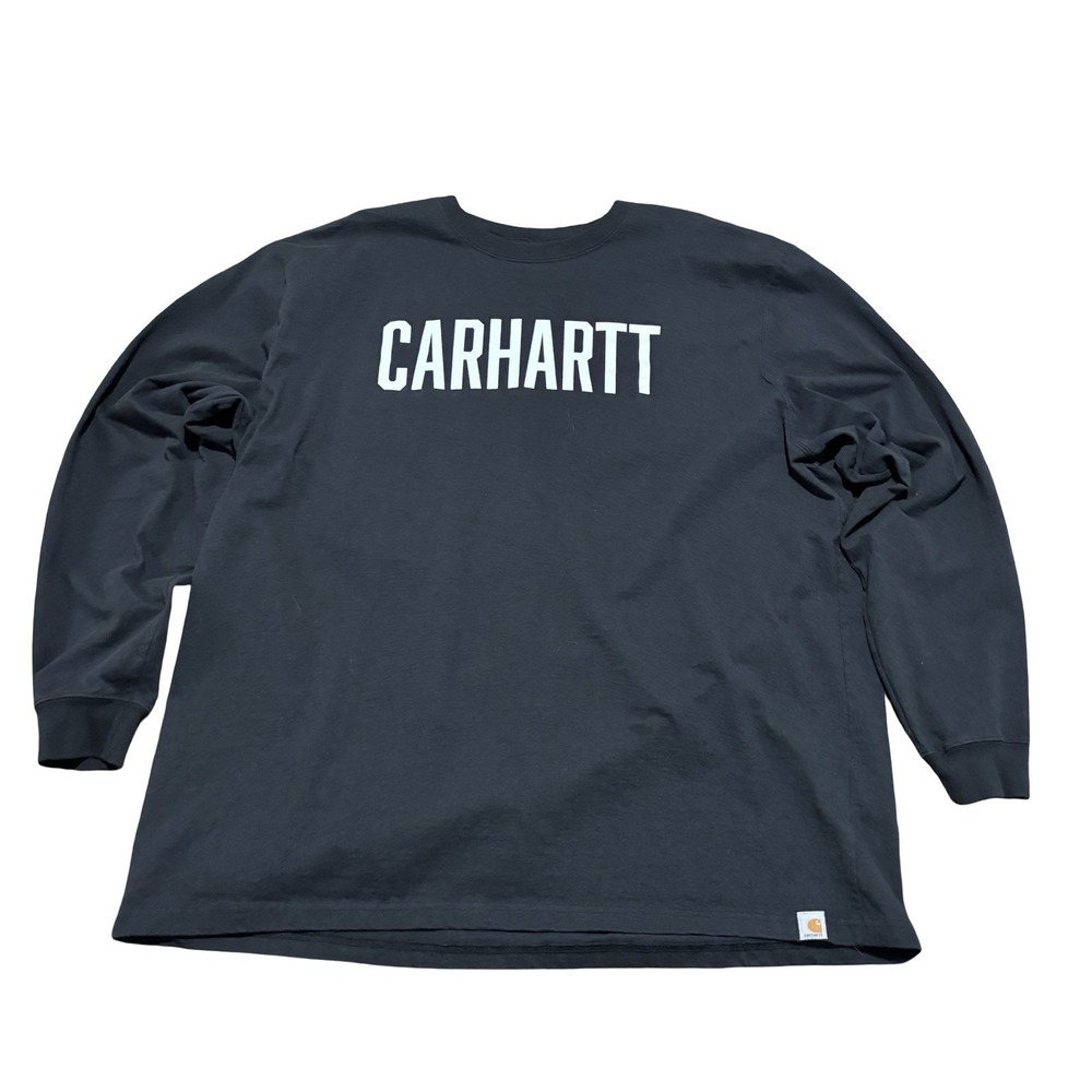 Carhartt Men's Original Fit Long Sleeve Spell Out Logo Shirt Gray Size 2XL 27x33